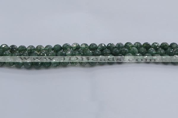 CGQ521 15.5 inches 6mm faceted round imitation green phantom quartz beads