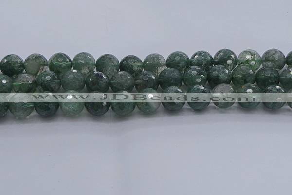 CGQ525 15.5 inches 14mm faceted round imitation green phantom quartz beads