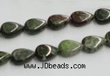 CGR08 16 inches 8*12mm flat teardrop green rain forest stone beads