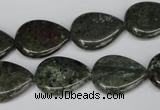 CGR24 15.5 inches 15*20mm flat teardrop green rain forest stone beads