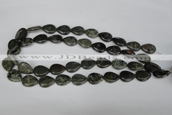 CGR24 15.5 inches 15*20mm flat teardrop green rain forest stone beads