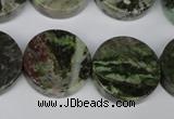 CGR38 15.5 inches 22mm coin green rain forest stone beads