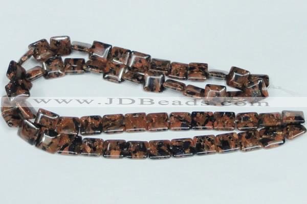 CGS215 15.5 inches 14*14mm square blue & brown goldstone beads wholesale