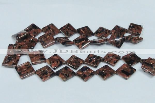 CGS220 15.5 inches 20*20mm diamond blue & brown goldstone beads