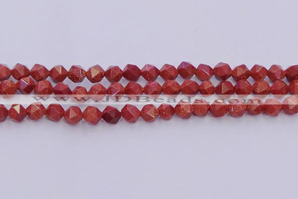 CGS452 15.5 inches 8mm faceted nuggets goldstone beads wholesale