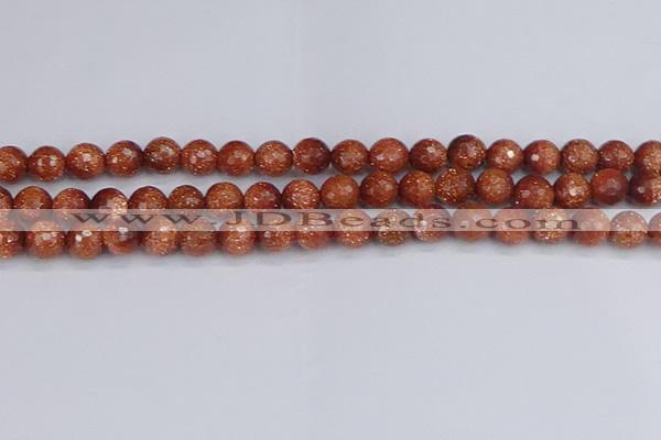 CGS472 15.5 inches 8mm faceted round goldstone beads wholesale