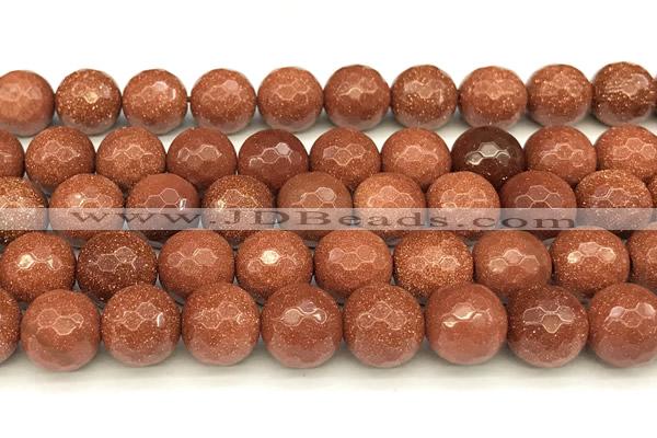 CGS493 15 inches 12mm faceted round goldstone beads