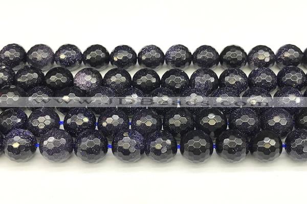 CGS497 15 inches 10mm faceted round blue goldstone beads