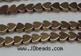 CHE1001 15.5 inches 6*6mm heart plated hematite beads wholesale