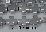 CHE1007 15.5 inches 10*10mm cross plated hematite beads wholesale