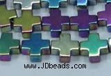 CHE1011 15.5 inches 10*10mm cross plated hematite beads wholesale