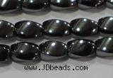 CHE160 15.5 inches 5*8mm twisted rice hematite beads