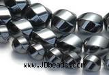 CHE22 16 inches twisted pebble shape hematite beads wholesale