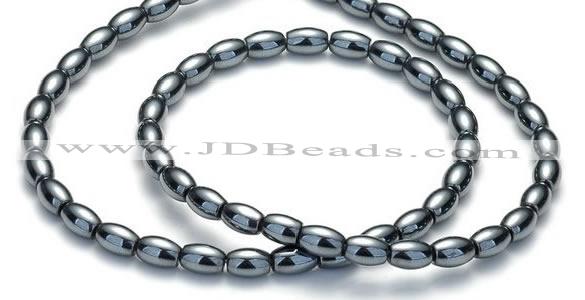 CHE53 15.5  inches 6*12mm rice shape hematite beads Wholesale