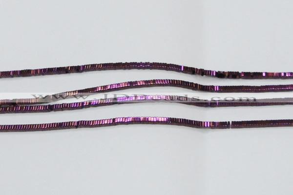 CHE563 15.5 inches 1*2*2mm square plated hematite beads wholesale