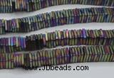 CHE637 15.5 inches 1*4*4mm square matte plated hematite beads