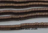 CHE672 15.5 inches 1*2mm tyre matte plated hematite beads