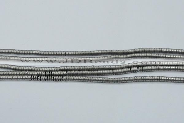 CHE675 15.5 inches 1*3mm tyre matte plated hematite beads