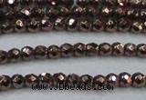 CHE691 15.5 inches 2mm faceted round plated hematite beads