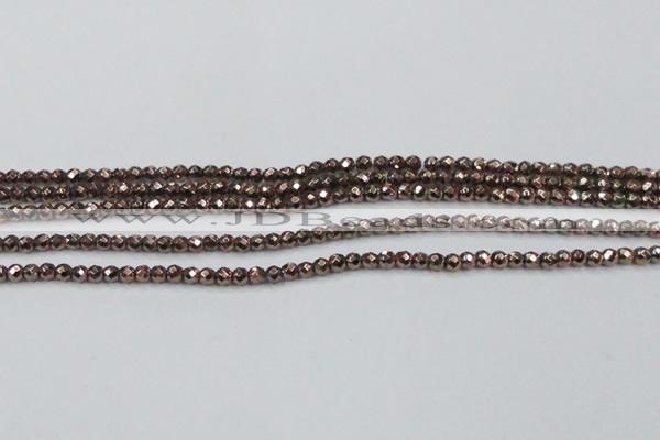 CHE691 15.5 inches 2mm faceted round plated hematite beads