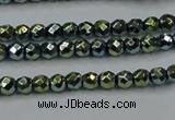 CHE693 15.5 inches 2mm faceted round plated hematite beads