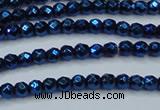 CHE695 15.5 inches 2mm faceted round plated hematite beads