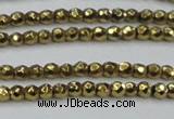 CHE702 15.5 inches 3mm faceted round plated hematite beads