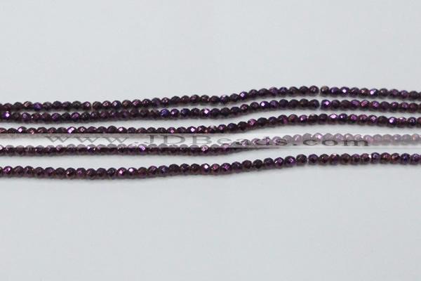 CHE714 15.5 inches 4mm faceted round plated hematite beads