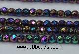 CHE716 15.5 inches 4mm faceted round plated hematite beads