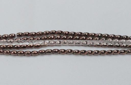 CHE742 15.5 inches 4*6mm rice plated hematite beads wholesale