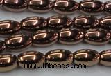 CHE743 15.5 inches 5*8mm rice plated hematite beads wholesale