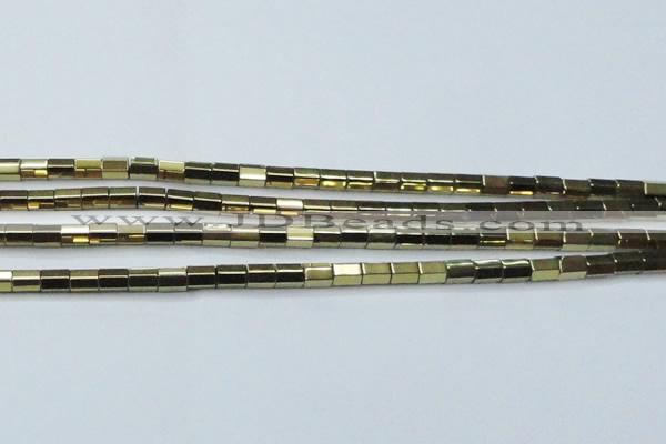 CHE752 15.5 inches 5*8mm faceted tube plated hematite beads