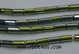 CHE762 15.5 inches 2*4mm tube plated hematite beads wholesale