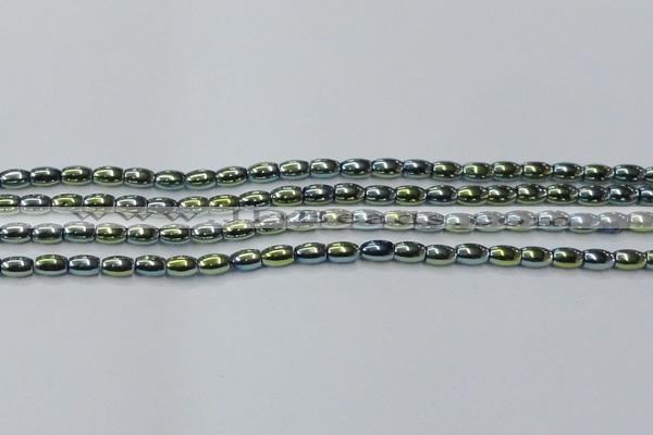 CHE806 15.5 inches 4*6mm rice plated hematite beads wholesale