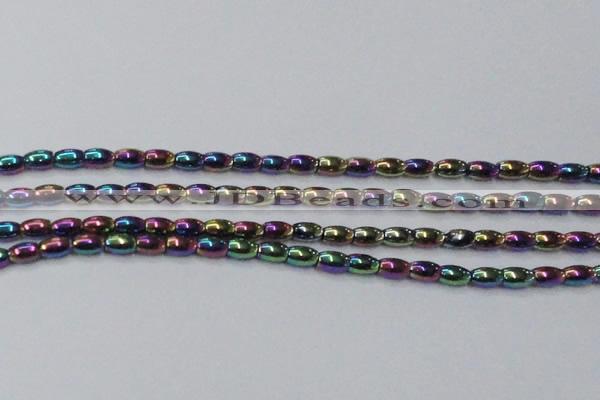 CHE812 15.5 inches 5*8mm rice plated hematite beads wholesale