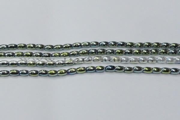 CHE814 15.5 inches 5*8mm rice plated hematite beads wholesale