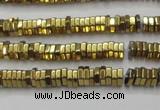 CHE827 15.5 inches 1*2mm hexagon plated hematite beads wholesale