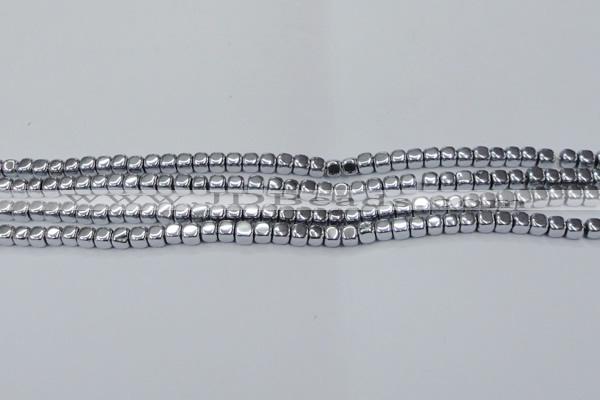 CHE866 15.5 inches 4*4mm dice platedhematite beads wholesale