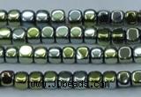 CHE869 15.5 inches 4*4mm dice platedhematite beads wholesale