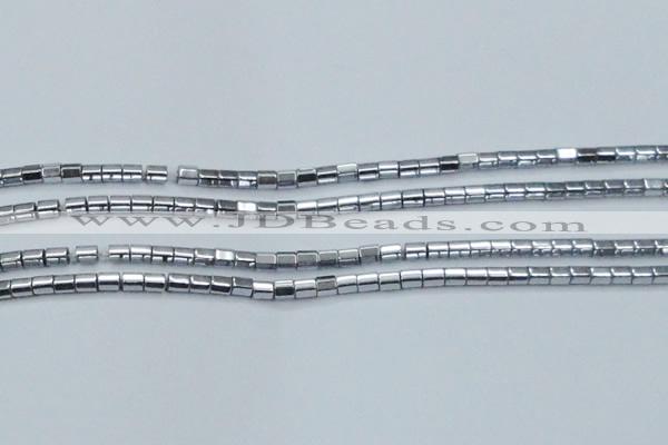 CHE886 15.5 inches 2*2mm faceted tube plated hematite beads wholesale