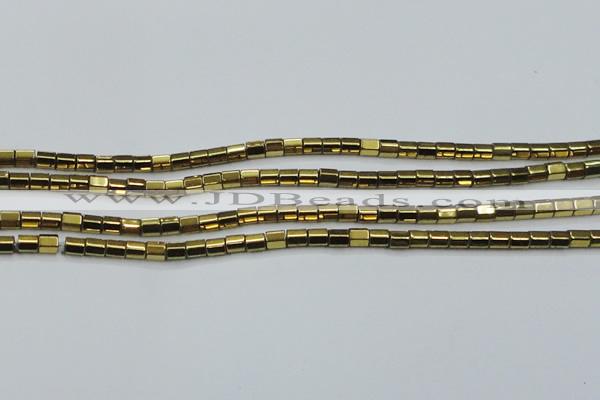 CHE889 15.5 inches 2*2mm faceted tube plated hematite beads wholesale