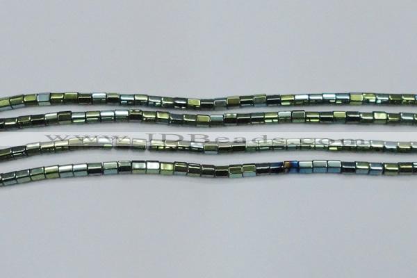 CHE890 15.5 inches 2*2mm faceted tube plated hematite beads wholesale