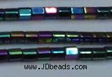 CHE891 15.5 inches 2*2mm faceted tube plated hematite beads wholesale