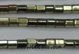 CHE898 15.5 inches 3*3mm faceted tube plated hematite beads wholesale