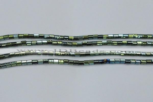 CHE900 15.5 inches 3*3mm faceted tube plated hematite beads wholesale