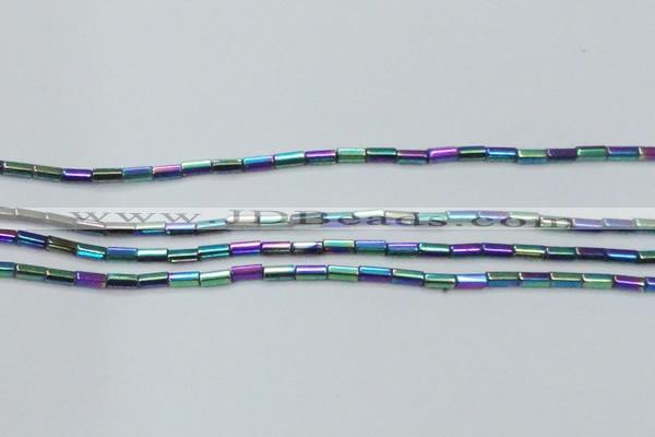 CHE910 15.5 inches 2*4mm faceted tube plated hematite beads wholesale