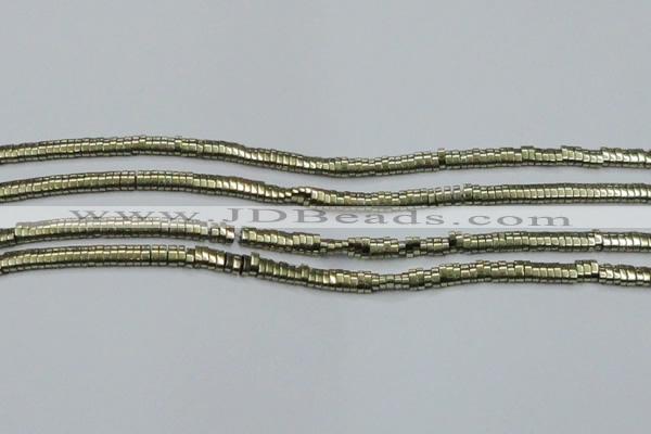 CHE930 15.5 inches 1*2*3mm oval plated hematite beads wholesale