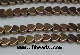 CHE993 15.5 inches 4*4mm heart plated hematite beads wholesale