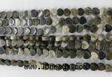 CHG112 15.5 inches 6mm flat heart black silver leaf beads wholesale