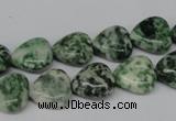 CHG38 15.5 inches 12*12mm heart green spot jasper beads wholesale